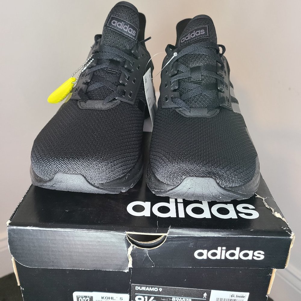 New Mens Adidas Duramo 9 Black/White Sneaker Shoes Sz 9.5M
